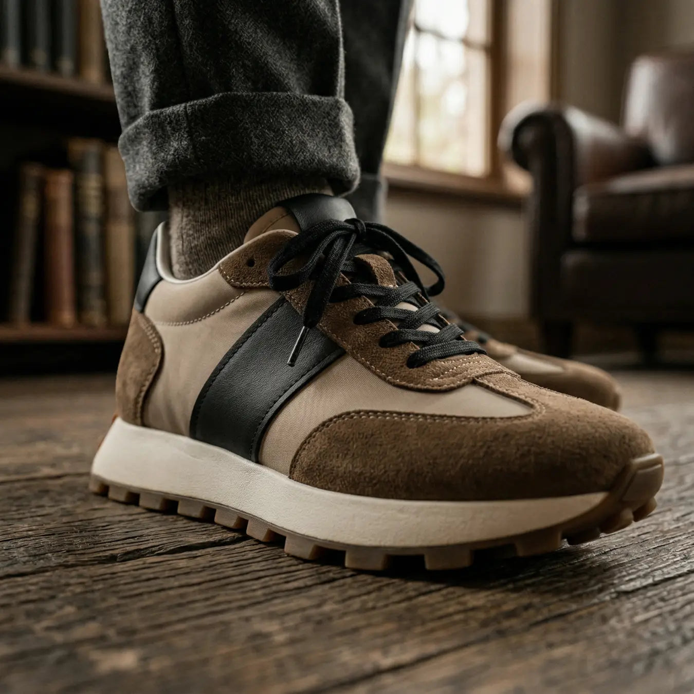 Sentry 9cm (3.5" inches) leather height increasing sneakers for men - Lucimora