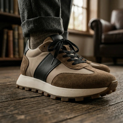 Sentry 9cm (3.5" inches) leather height increasing sneakers for men - Lucimora