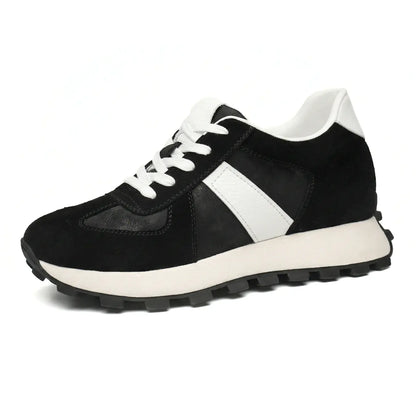 Sentry 9cm (3.5" inches) height increasing leather sneakers for women - lucimora