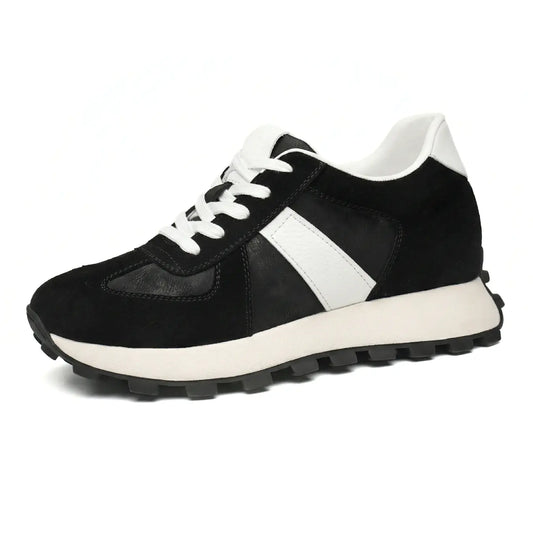 Sentry 9cm (3.5" inches) height increasing leather sneakers for women - lucimora