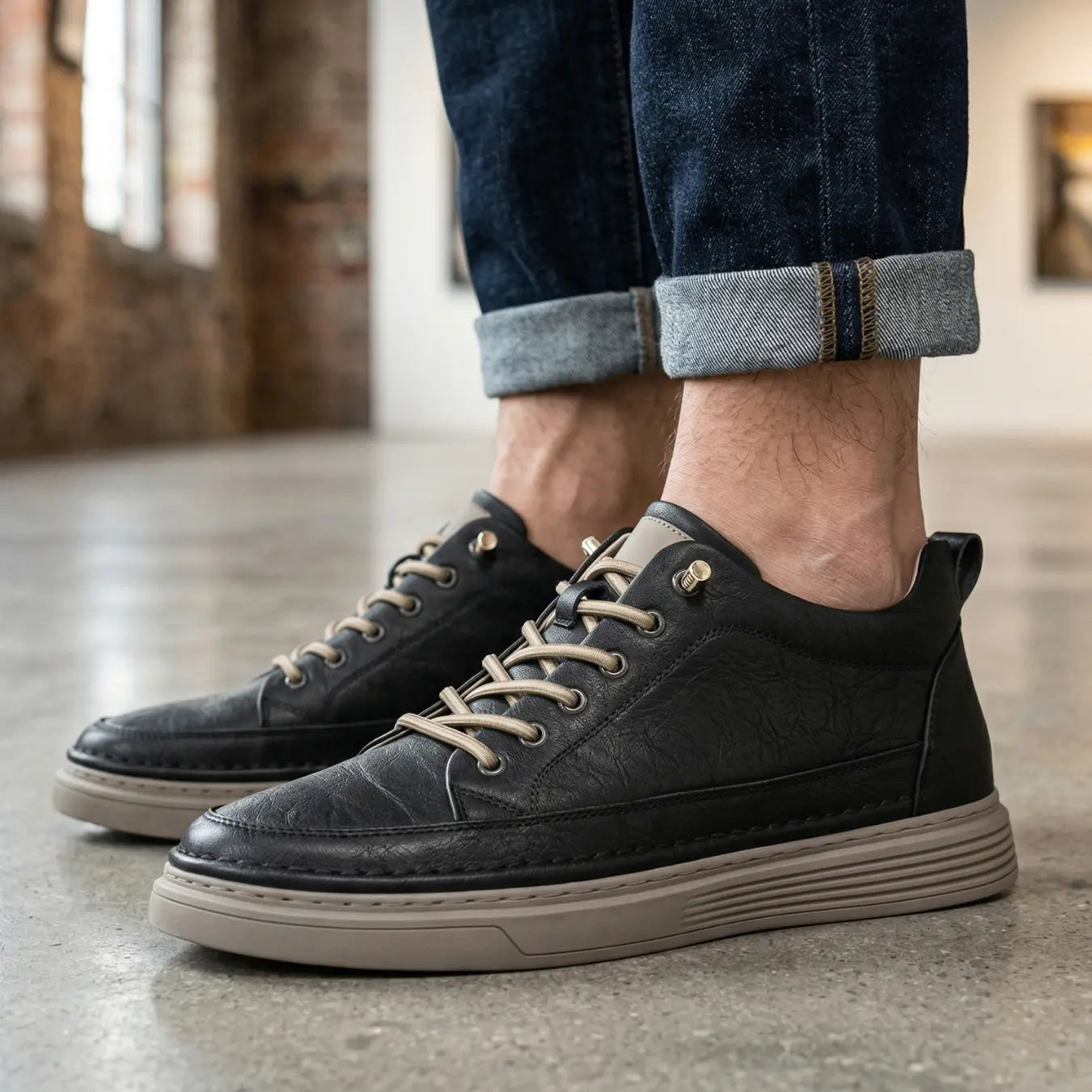 Seraph 6cm height increasing cowhide leather shoes for men, lucimora