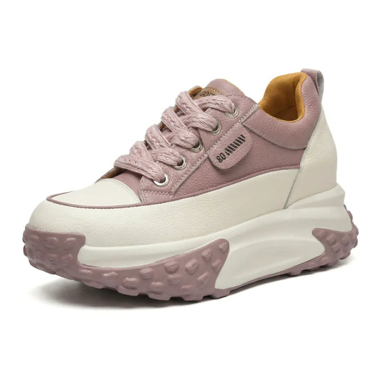 Serina 9cm (3.5" inches) height increasing elevator leather sneakers for women from Lucimora 