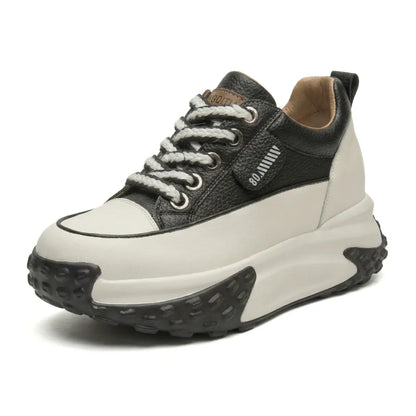 Serina 9cm (3.5" inches) height increasing elevator leather sneakers for women from Lucimora 