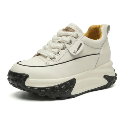 Serina 9cm (3.5" inches) height increasing elevator leather sneakers for women from Lucimora 