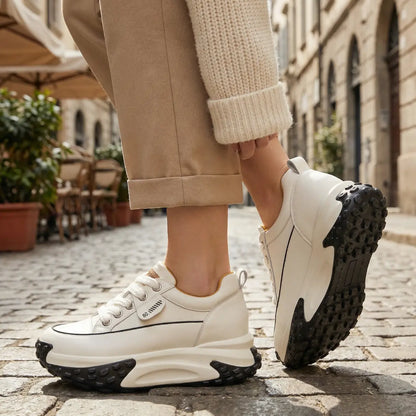 Serina 9cm (3.5" inches) height increasing elevator leather sneakers for women from Lucimora 