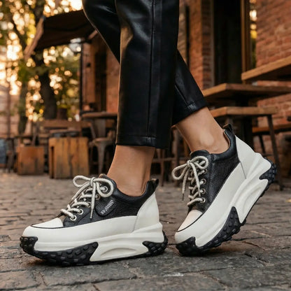 Serina 9cm (3.5" inches) height increasing elevator leather sneakers for women from Lucimora 