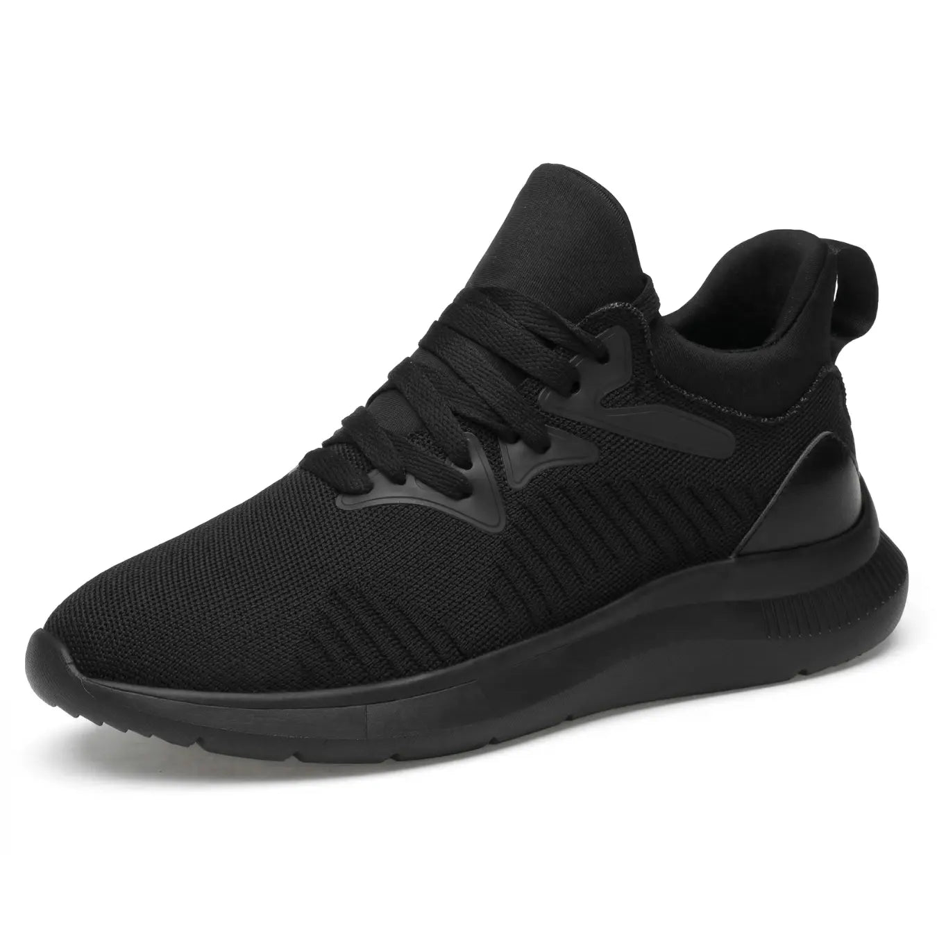 Shadow Noir 7cm height increasing athletic sneakers for men, in full black - Lucimora