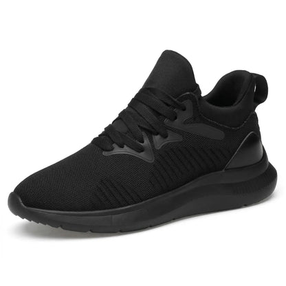Shadow Noir 7cm height increasing athletic sneakers for men, in full black - Lucimora