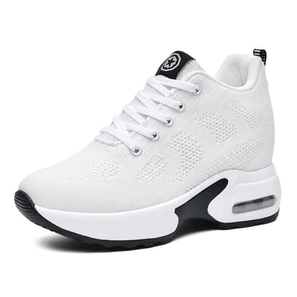 Starlight 9cm (3.5" inches) height increasing elevator athletic shoes for women - white