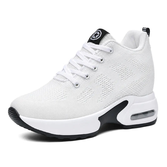 Starlight 9cm (3.5" inches) height increasing elevator athletic shoes for women - white