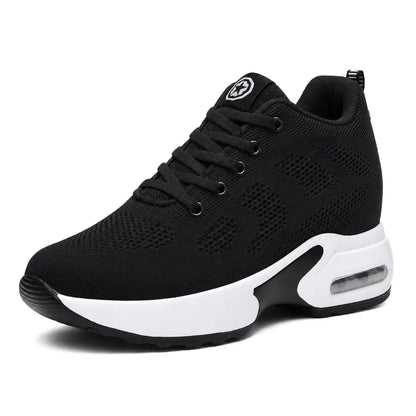 Starlight 9cm (3.5" inches) height increasing elevator athletic shoes for women - black