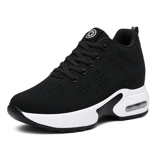 Starlight 9cm (3.5" inches) height increasing elevator athletic shoes for women - black