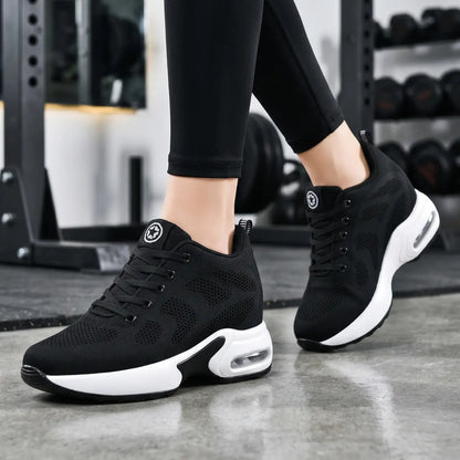 Starlight 9cm (3.5" inches) height increasing elevator athletic shoes for women - black