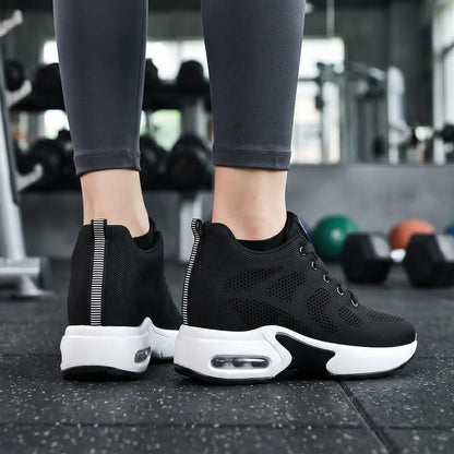 Starlight 9cm (3.5" inches) height increasing elevator athletic shoes for women - black