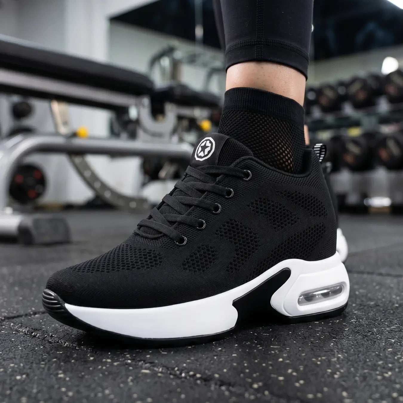 Starlight 9cm (3.5" inches) height increasing elevator athletic shoes for women - black