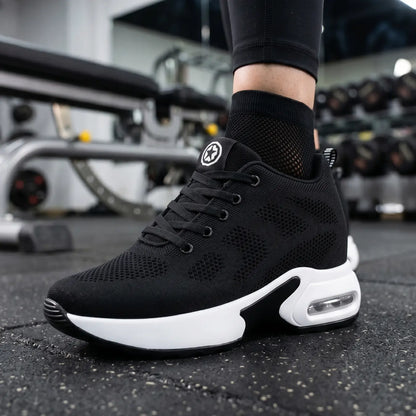 Starlight 9cm (3.5" inches) height increasing elevator athletic shoes for women - black