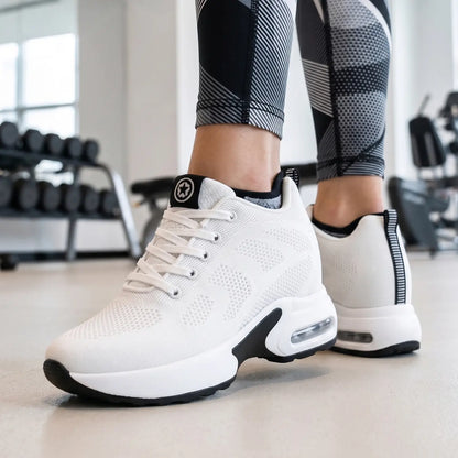 Starlight 9cm (3.5" inches) height increasing elevator athletic shoes for women - white