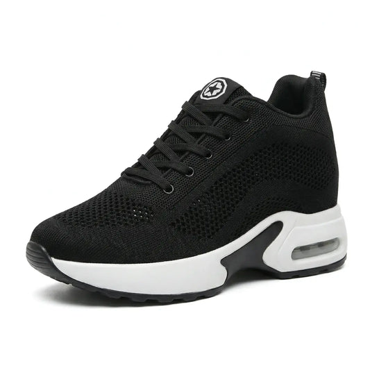 Starlight 9cm (3.5" inches) height increasing elevator athletic shoes for women - black