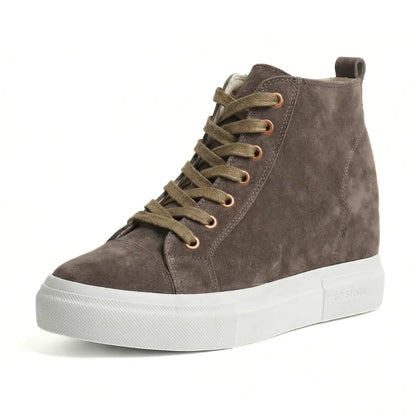 Storm 10cm (3.9" inches) height increasing elevator suede leather boots for women from Lucimora