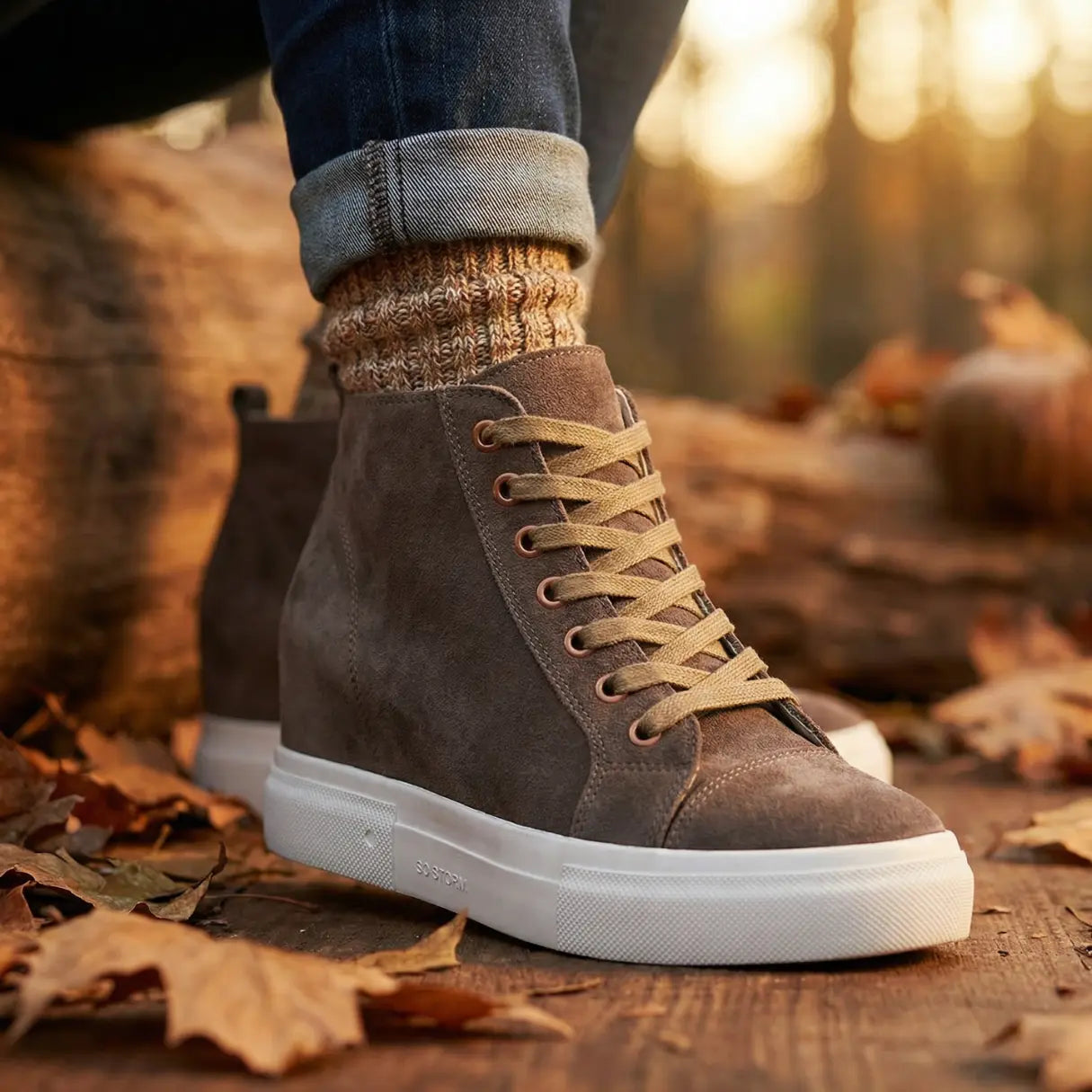 Storm 10cm (3.9" inches) height increasing elevator suede leather boots for women from Lucimora