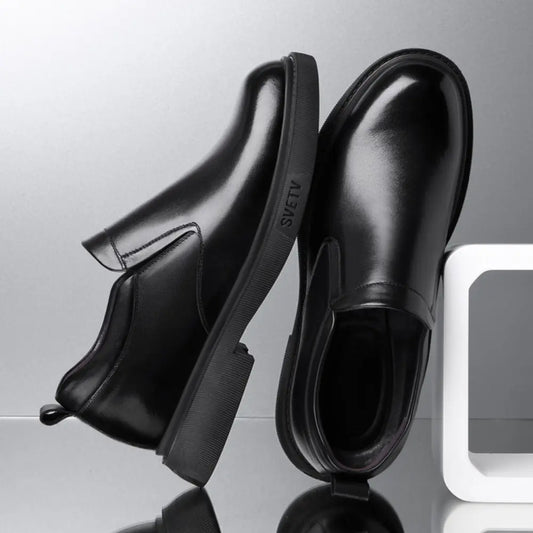 Svetv 8cm slip-on formal leather black elevator shoes from lucimora