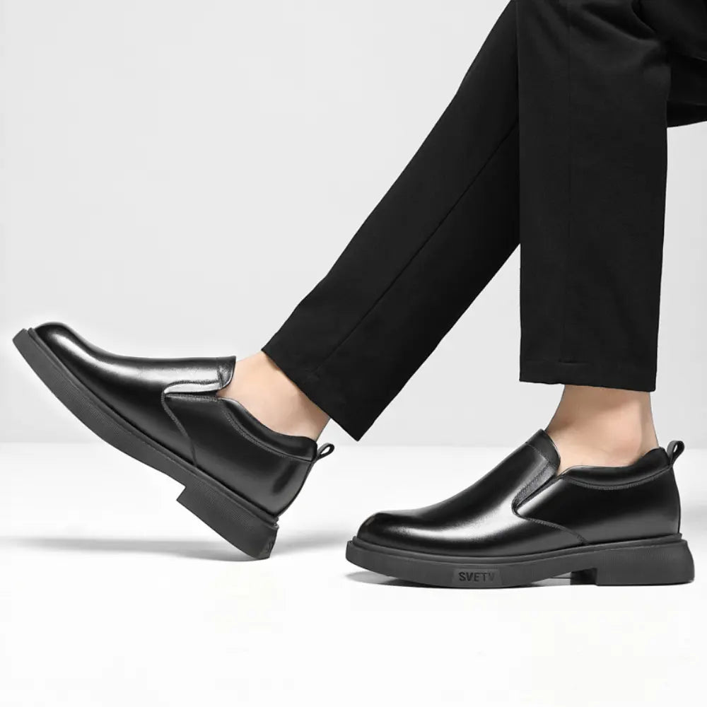 Svetv 8cm slip-on formal leather black elevator shoes from lucimora