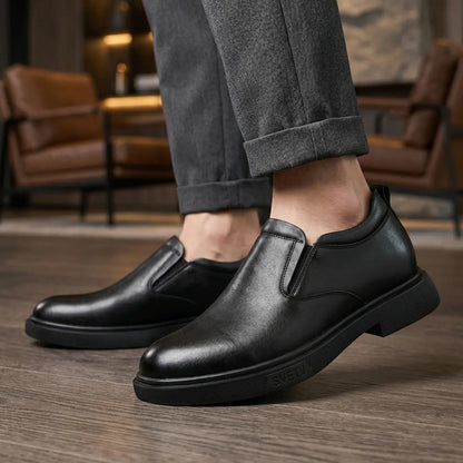 Svetv 8cm height increasing leather slip-on shoes for men - Lucimora