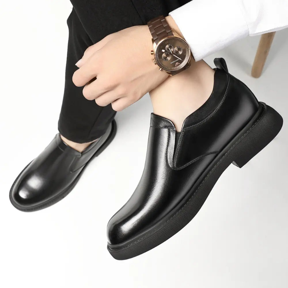 Svetv 8cm slip-on formal leather black elevator shoes from lucimora