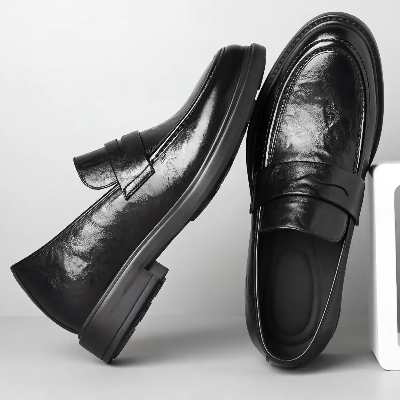 Tarkon 8cm height increasing leather dress loafers for men - Lucimora