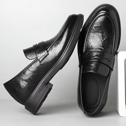 Tarkon 8cm height increasing leather dress loafers for men - Lucimora