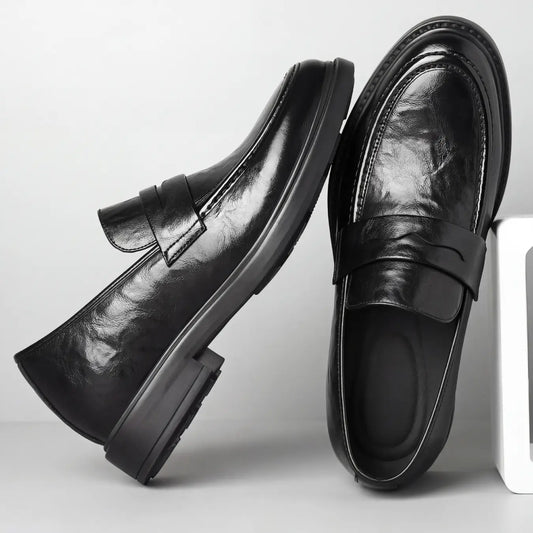 Tarkon 8cm height increasing leather dress loafers for men - Lucimora