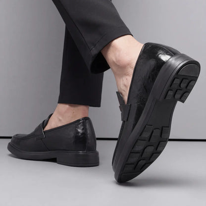 Tarkon 8cm height increasing leather dress loafers for men - Lucimora