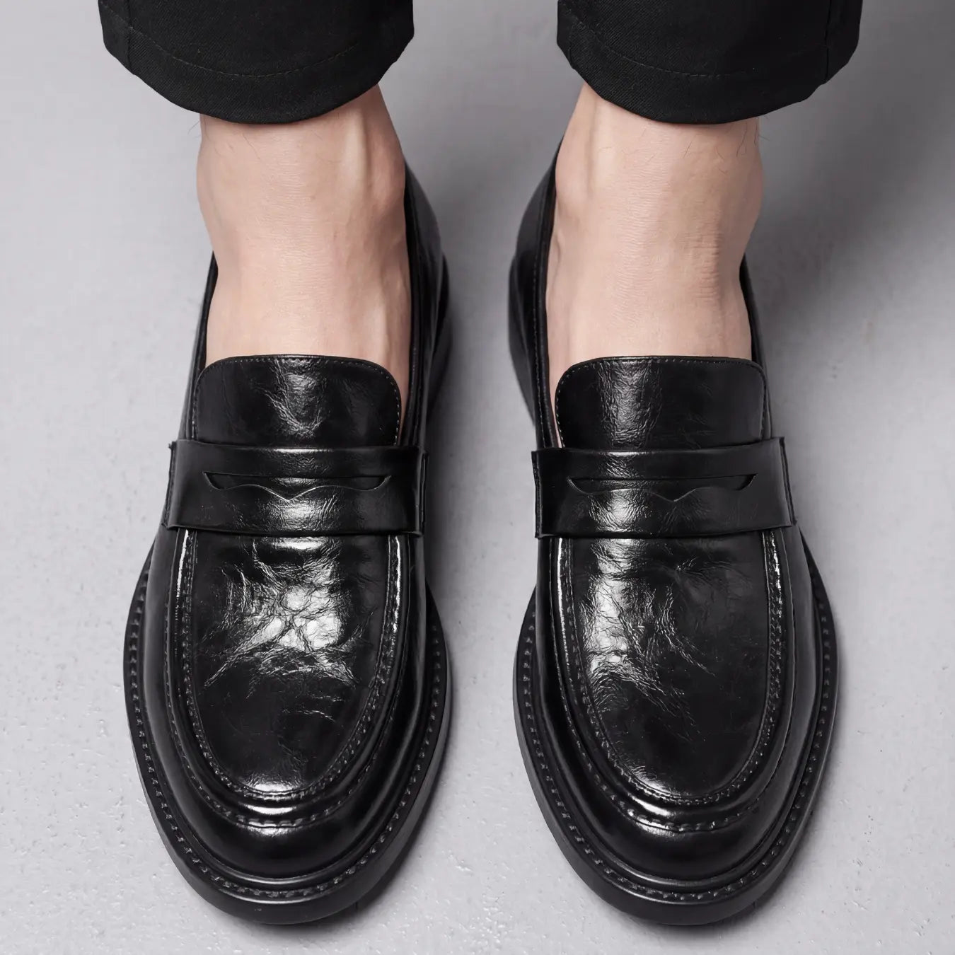 Tarkon 8cm height increasing leather dress loafers for men - Lucimora