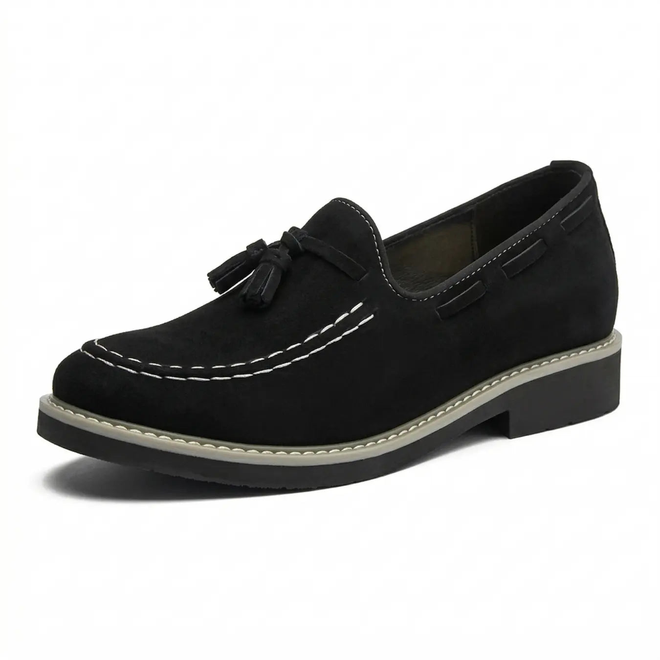 Tavino 7cm height increasing suede leather loafers for men - Lucimora