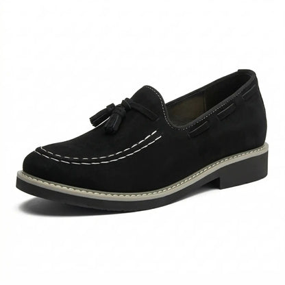 Tavino 7cm height increasing suede leather loafers for men - Lucimora