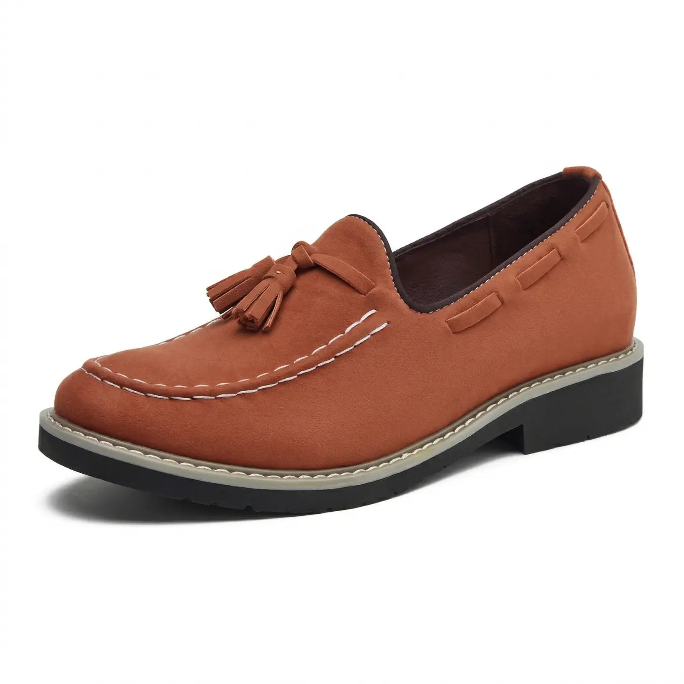 Tavino 7cm height increasing suede leather loafers for men - Lucimora