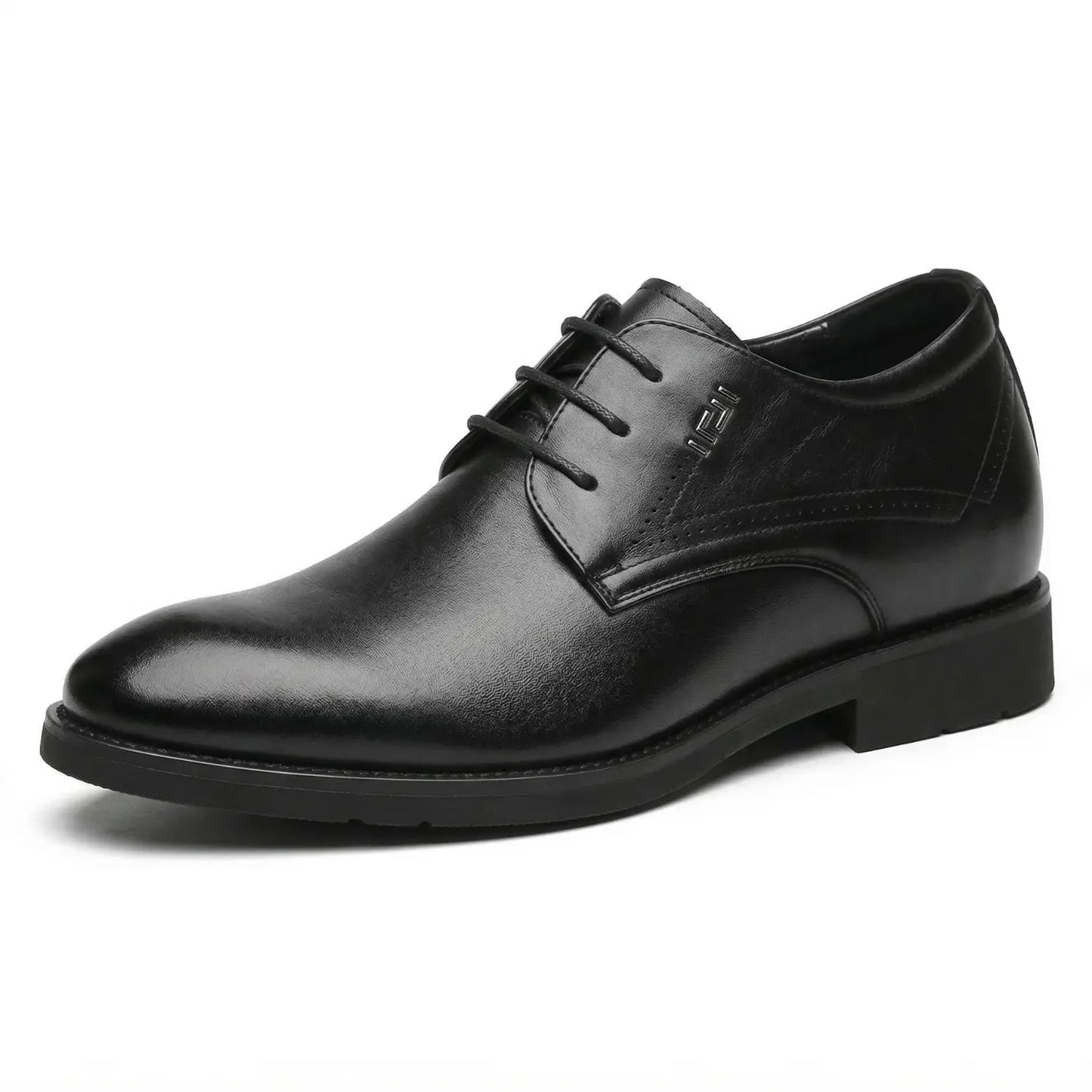 Vanguard 8cm height increasing cowhide leather formal dress shoe for men - black, LUCIMORA