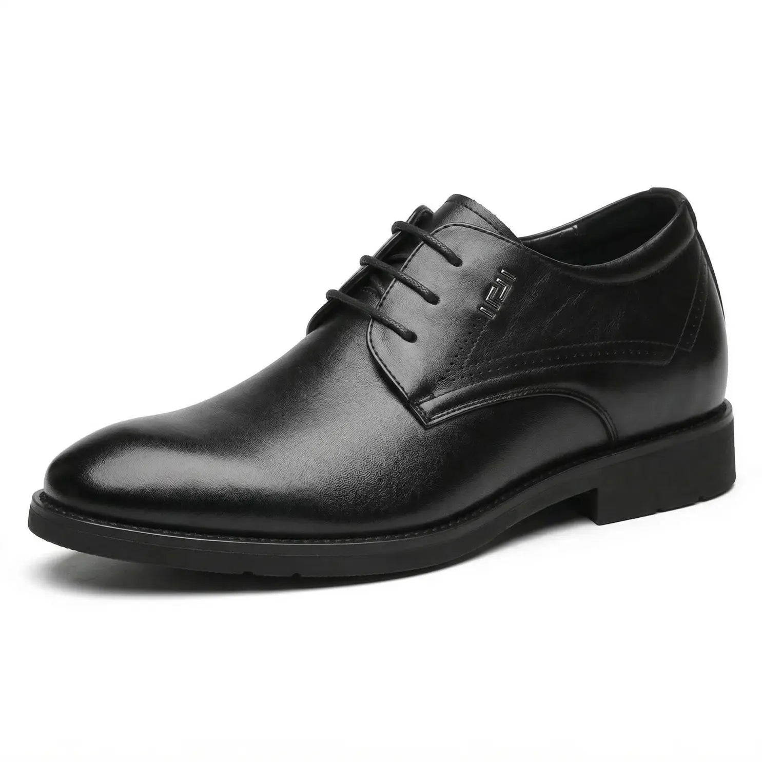 Vanguard 8cm height increasing cowhide leather formal dress shoe for men - black, LUCIMORA