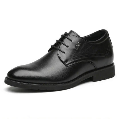 Vanguard 8cm height increasing cowhide leather formal dress shoe for men - black, LUCIMORA
