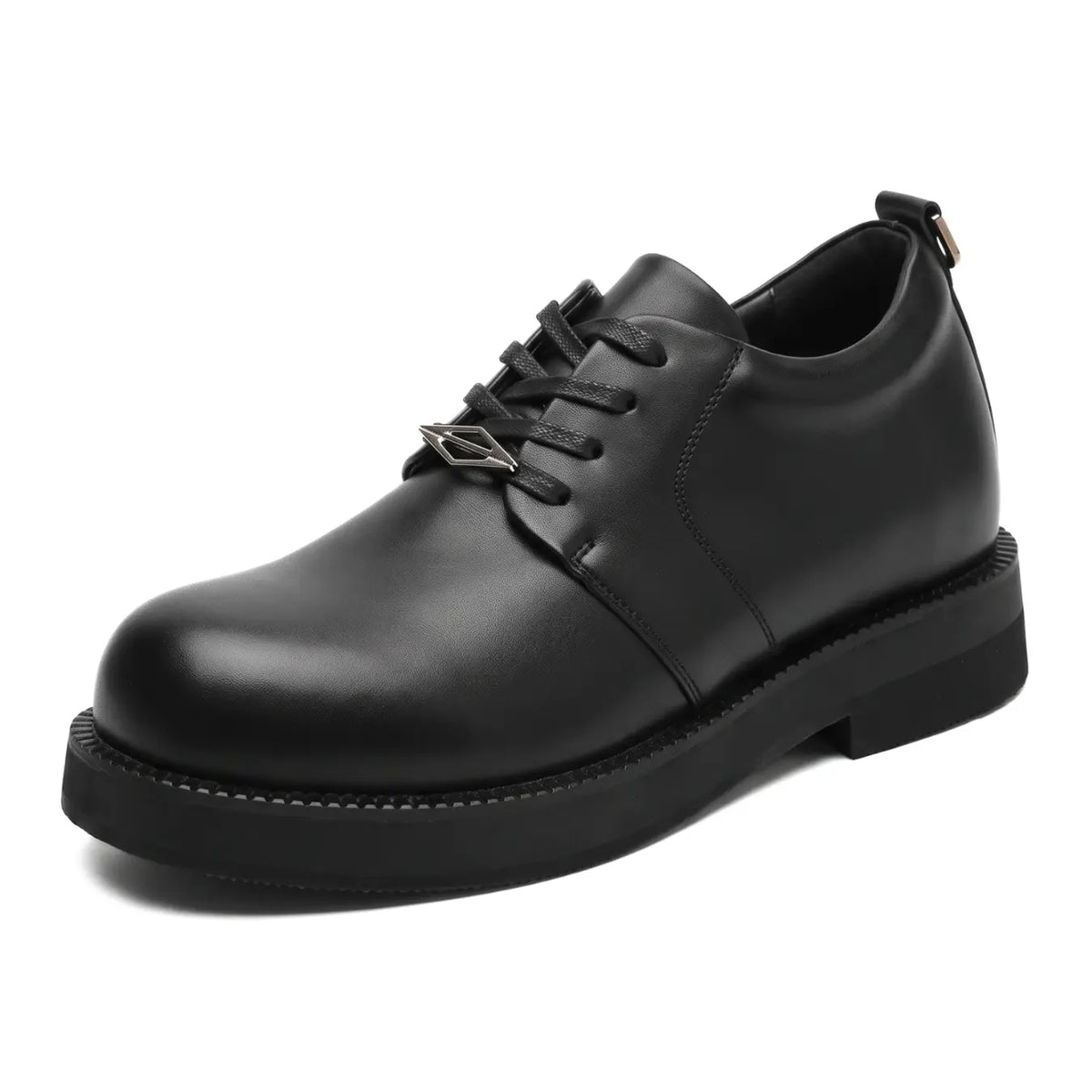 Varen Men’s 8cm Elevator Derby Shoes | Retro-Inspired Chunky Lace-Up Height Increasing Shoes | Lucimora - black