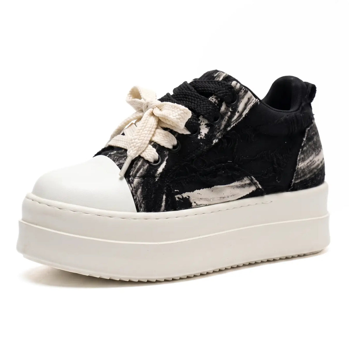 Vesna Women’s 9cm Elevator Platform Sneakers | Height Increasing Chunky Shoes | Lucimora - black & white