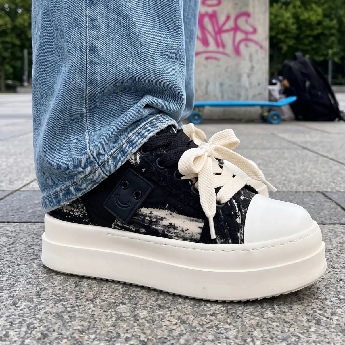 Vesna Women’s 9cm Elevator Platform Sneakers | Height Increasing Chunky Shoes | Lucimora - black & white