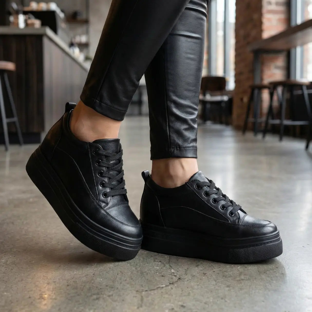 Veya 10cm (3.9" inches) height increasing elevator leather sneakers for women from Lucimora 