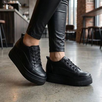 Veya 10cm (3.9" inches) height increasing elevator leather sneakers for women from Lucimora 