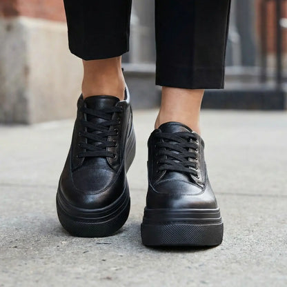 Veya 10cm (3.9" inches) height increasing elevator leather sneakers for women from Lucimora 