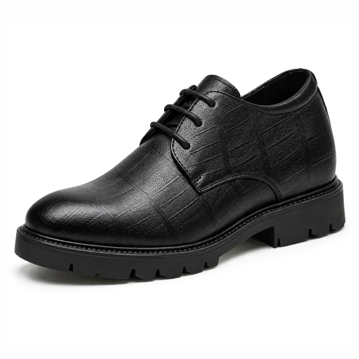 Lucimora Veyron Men’s Black Leather Formal Shoes – 10cm (3.9") Height Increase – Lace-Up Dress Shoes