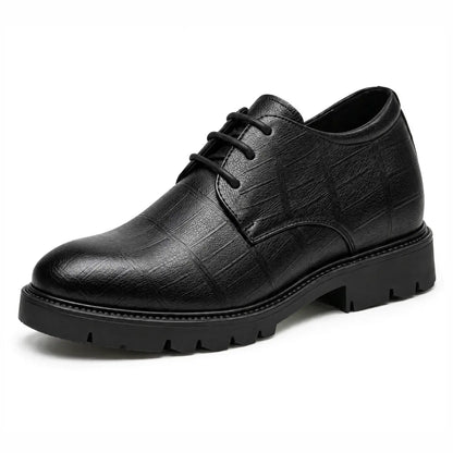 Lucimora Veyron Men’s Black Leather Formal Shoes – 10cm (3.9") Height Increase – Lace-Up Dress Shoes