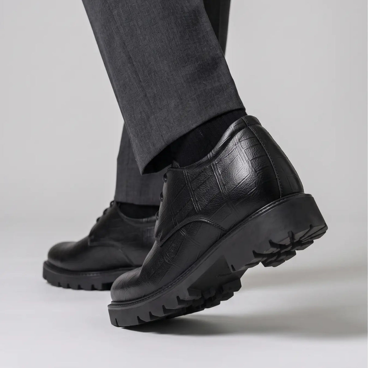 Lucimora Veyron Men’s Black Leather Formal Shoes – 10cm (3.9") Height Increase – Lace-Up Dress Shoes