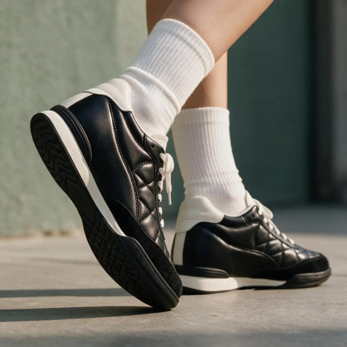Vivienne Women’s 6cm Elevator Sneakers | Everyday Casual Cowhide Leather Height Increasing Shoes | Lucimora - black