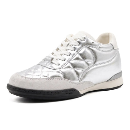 Vivienne Women’s 6cm Elevator Sneakers | Everyday Casual Cowhide Leather Height Increasing Shoes | Lucimora - silver